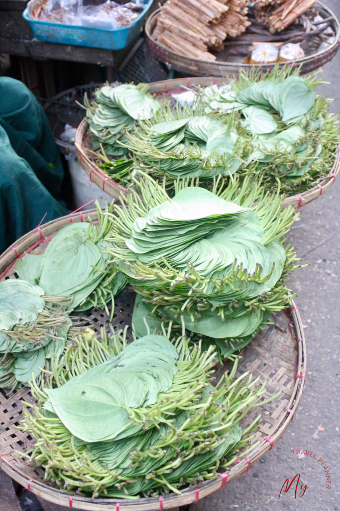 Foglie di Betel al mercato di Yangon