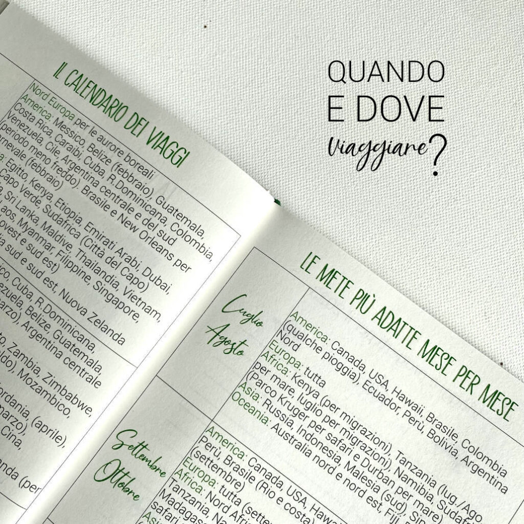 agenda per chi ama viaggiare, calendario dei viaggi