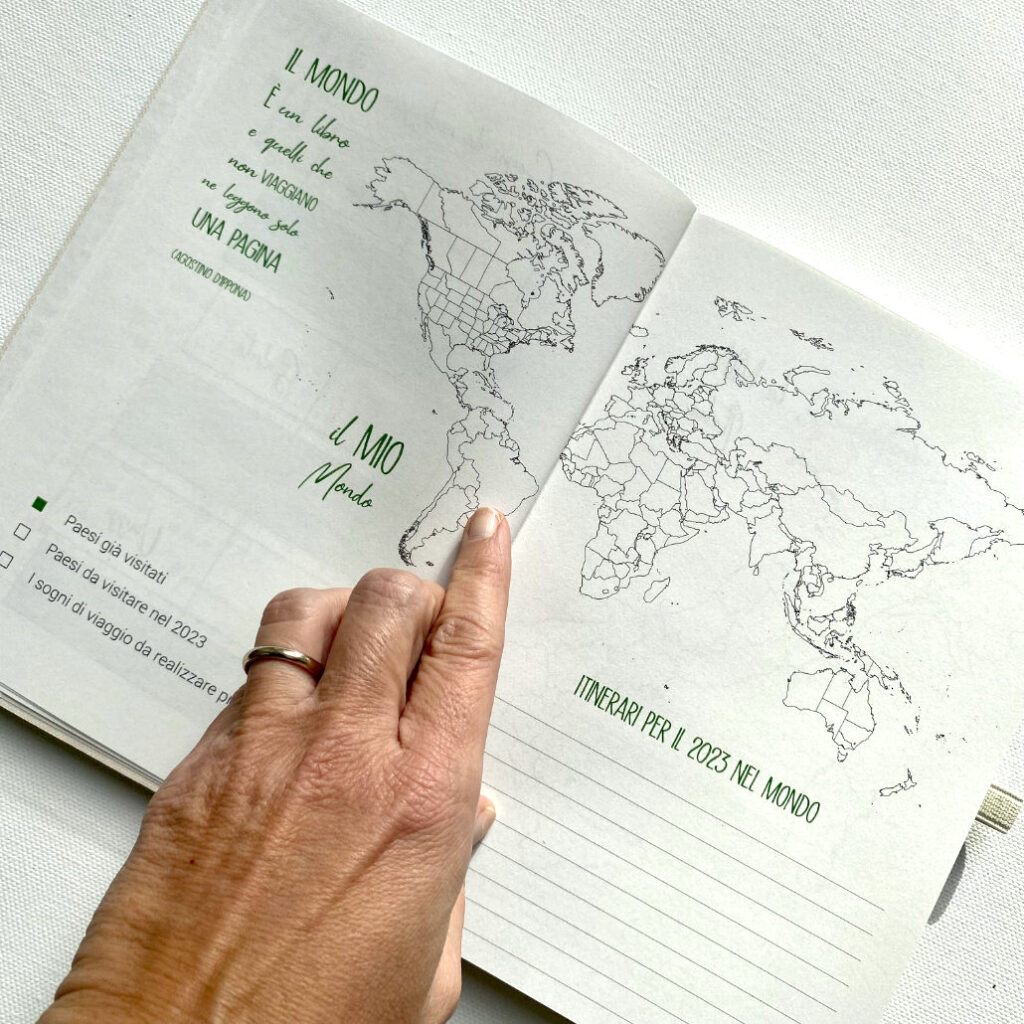 agenda per chi ama viaggiare, mappa da colorare
