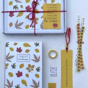box regalo quaderno viaggi d'autunno fatto a mano