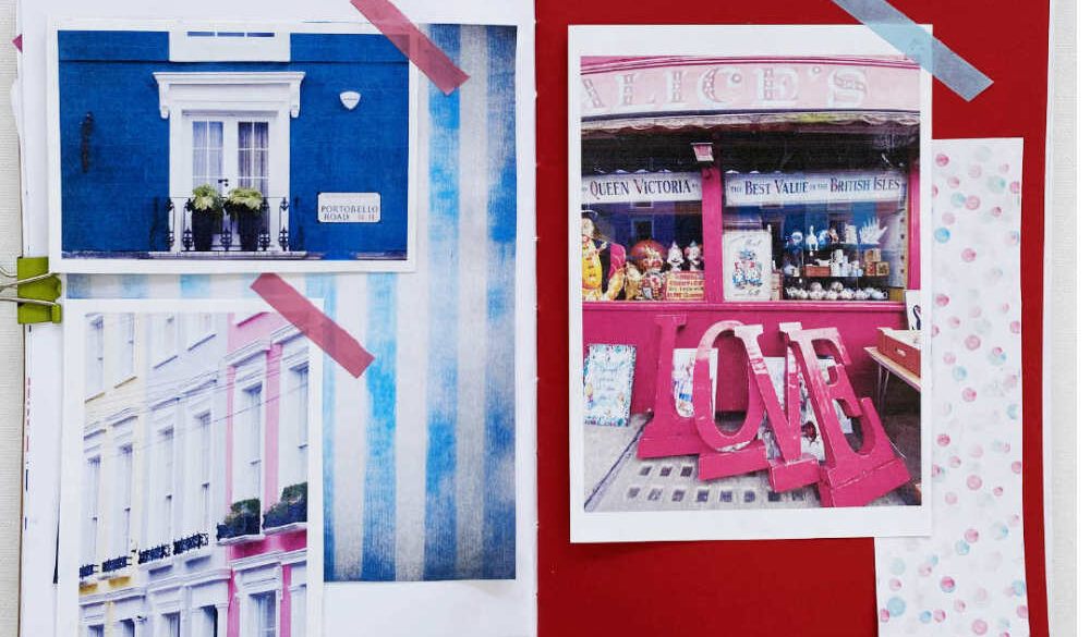 diario di viaggio con scrapbooking minimal per londra